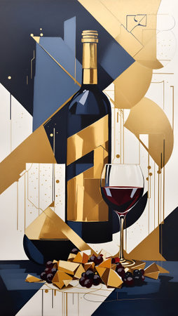 Abstract Wine Geometric Artwork Digital Acrylic Painting Colorful Background Art Design for Wall Art, Merch, Card, Websites, Decorations or your Print on Demand Business - generated by AIの素材