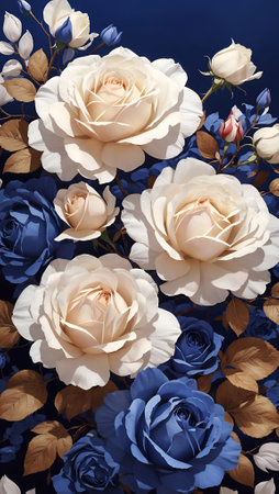 Blooming Roses Colorful Flower Bouquet Background Floral Wall Art Card Design for Celebration, Merch, Websites, Decorations or your Print on Demand Business - generated by AIの素材