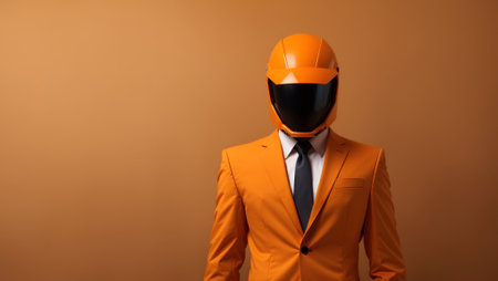 Faceless Orange Portrait Man with Suit Digital Background Abstract Mask Design for Celebration, Merch, Websites, Decorations or your Print on Demand Business - generated by AIの素材