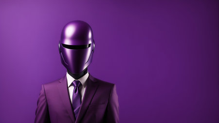 Faceless Purple Portrait Man with Suit Digital Background Abstract Mask Design for Celebration, Merch, Websites, Decorations or your Print on Demand Business - generated by AIの素材