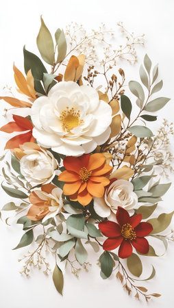 Beautiful Floral Card Design Colorful Blooming Flower Bouquet Background Art Design for Celebration, Merch, Websites, Decorations or your Print on Demand Business - generated by AIの素材