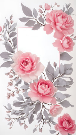 Beautiful Floral Card Design Colorful Blooming Flower Bouquet Background Art Design for Celebration, Merch, Websites, Decorations or your Print on Demand Business - generated by AIの素材