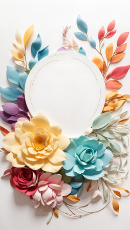Beautiful Floral Card Design Colorful Blooming Flower Bouquet Background Art Design for Celebration, Merch, Websites, Decorations or your Print on Demand Business - generated by AIの素材