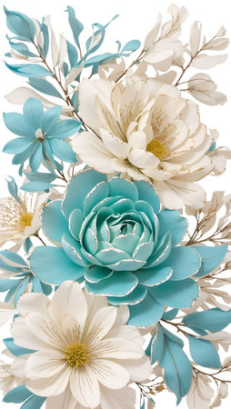 Beautiful Floral Card Design Colorful Blooming Flower Bouquet Background Art Design for Celebration, Merch, Websites, Decorations or your Print on Demand Business - generated by AIの素材