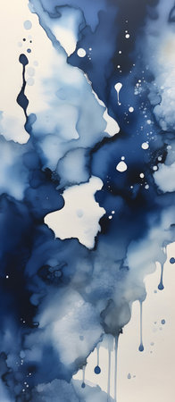 Alcohol Ink Painting Beautiful Washed Navy White Colors Watercolor Bookmark Artwork Colorful Wall Art Design Template for Decorations or your Print on Demand Business - generated by AIの素材