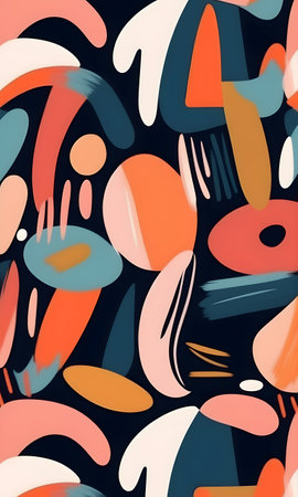 Brushstroke Shapes Pattern Abstract Artwork Colors Painting Colorful Wall Art Design Template for Decorations or your Print on Demand Business - generated by AIの素材