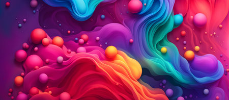 Abstract Neon Waves Background Colorful Digital Artwork Soft Minimalistic Modern Card Design Wall Art Template for Decorations or your Print on Demand Business - generated by AIの素材