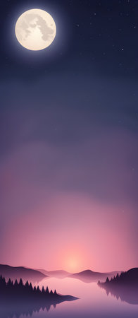 Soft Moon Night Nature Gradient Graphic Banner Design Colorful Bookmark Digital Card Background Website Template for Decorations or your Print on Demand Business - generated by AIの素材
