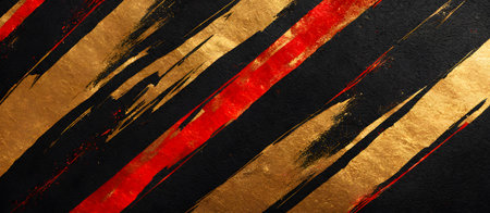 Black Red Gold Painted Stripes Brush Painting Background Colorful Digital Artwork Minimalistic Modern Card Design Wall Art Template for Decorations or your Print on Demand Business - generated by AIの素材