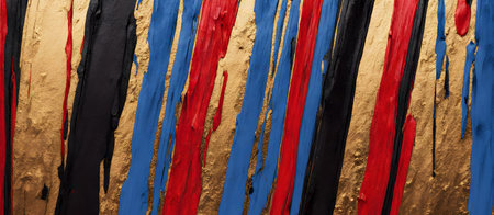 Blue Red Gold Painted Stripes Brush Painting Background Colorful Digital Artwork Minimalistic Modern Card Design Wall Art Template for Decorations or your Print on Demand Business - generated by AIの素材