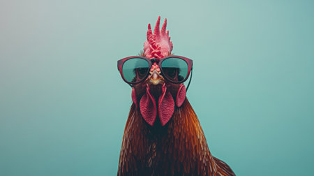 Capture the essence of fun with this stylish chicken wearing sunglasses, showcasing a quirky and trendy vibe perfect for creative and humorous projects.の素材