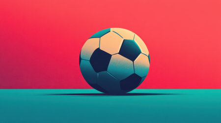 This vibrant soccer ball rests against a colorful background, perfect for use in sports themes, creative projects, and modern design, capturing energy and excitement.の素材