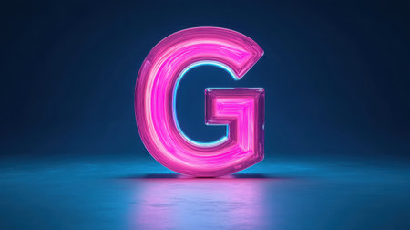 A captivating digital art piece featuring a neon pink letter G. The vibrant glow creates a modern look, perfect for eye-catching designs and contemporary themes.の素材