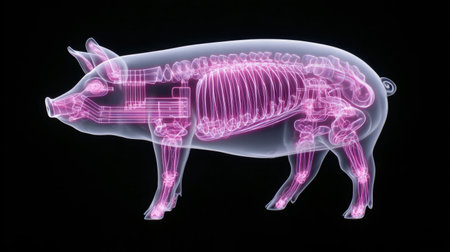 This image presents an x-ray visualization of a pigの素材