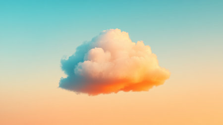 A soft cloud floats in a vibrant sky at sunset, showcasing gentle orange and blue tones. Perfect for conveying tranquility and beauty in nature-themed projects.の素材