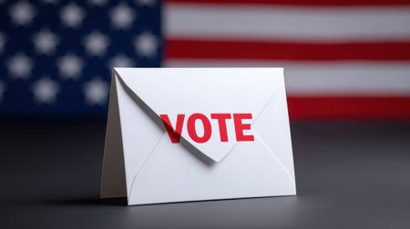 A close-up of a white envelope with the wordの素材