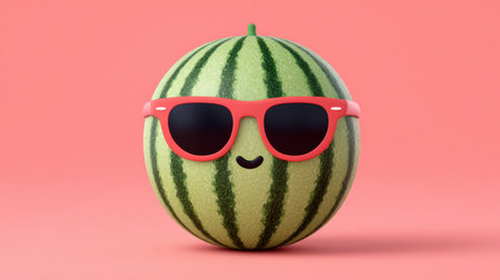 This adorable watermelon character wearing stylish sunglasses brings a playful vibe to any summer theme. Perfect for designs, marketing, or fun projects.の素材