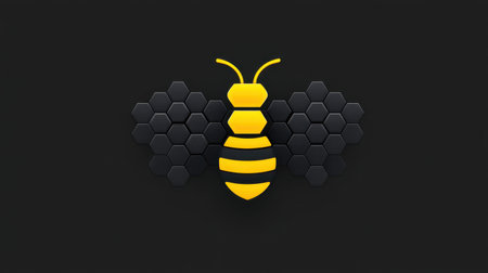 This vibrant illustration features a yellow bee against a striking hexagonal honeycomb background, perfect for nature-inspired designs or educational materials.の素材