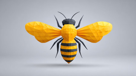 This vibrant low-poly bee model features striking yellow and black details, perfect for creative projects in nature, education, and ecology.の素材
