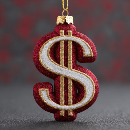 This captivating glittery dollar sign ornament offers a vibrant addition to holiday decorations, symbolizing wealth and cheer for festive celebrations.の素材