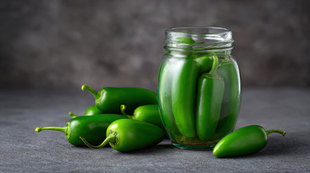 A vibrant arrangement of fresh green jalapeの素材