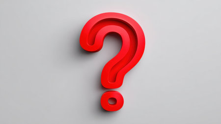 This image features a bright red question mark in a 3D style on a light gray background, symbolizing inquiry and curiosity in a modern and artistic manner.の素材