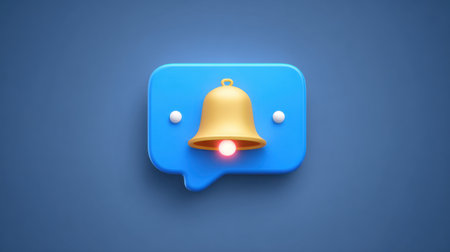 This image features a colorful notification icon highlighting a bell with a light. It represents alertness and communication in modern digital applications.の素材