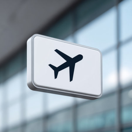 A minimalistic icon displaying an airplane symbol on a sleek button, suggesting concepts of travel and aviation, ideal for travel-related projects and designs.の素材