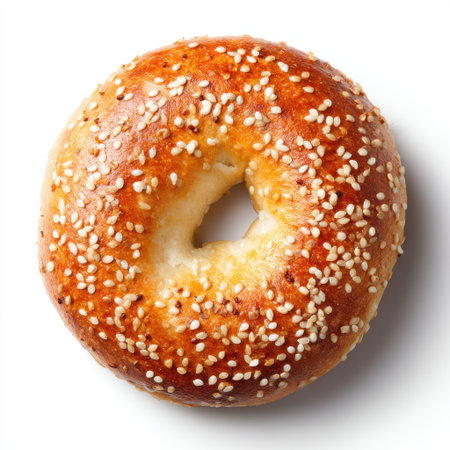 Explore this beautifully baked sesame bagel featuring a golden crust and soft texture, perfect for breakfast, brunch, or a quick snack.の素材