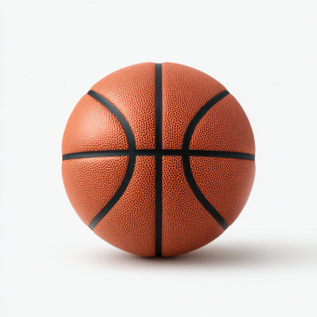 A high-quality image of a basketball featuring intricate detail and texture, perfect for sports-related projects, advertising, and design.の素材