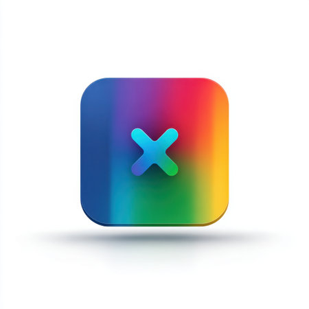 A captivating abstract icon showcasing a blend of bright colors in a rounded square shape, ideal for use in design projects or digital applications.の素材