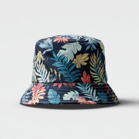 Discover this stylish floral bucket hat featuring a vibrant tropical leaf design, perfect for summer outings, beach trips, and casual everyday wear.の素材