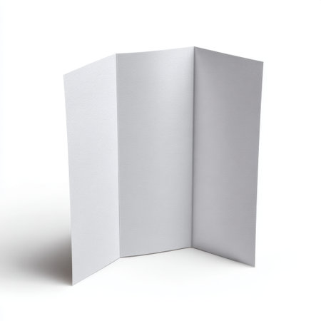 A blank tri-fold brochure template featuring a clean and modern design ideal for showcasing marketing materials, promotional content, or creative presentations.の素材