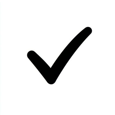A simple black check mark icon symbolizing approval and completion in a clean minimalist design. Ideal for business and communication themes.の素材