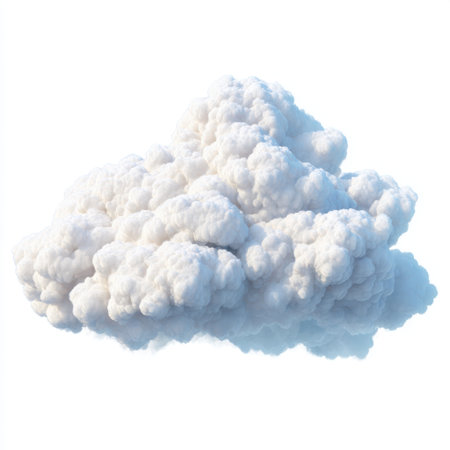 A beautiful fluffy white cloud showcases a soft, cotton-like texture against a bright blue sky. This serene image evokes feelings of peace and tranquility, perfect for nature-themed projects.の素材