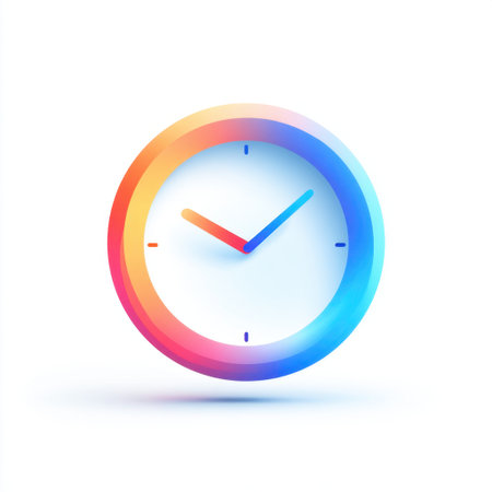 This image features a modern minimalist clock design that showcases a soft gradient color scheme, ideal for contemporary decor or branding needs.の素材