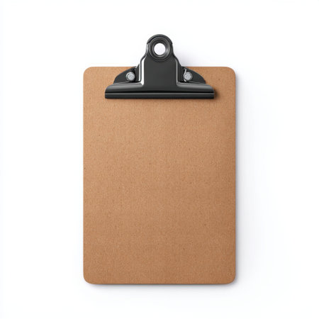A simple blank clipboard on a white background, perfect for taking notes, organizing documents, or creating lists in both professional and educational environments.の素材
