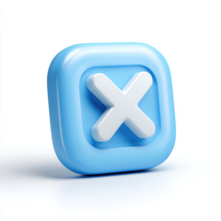 A visually appealing blue square button featuring a white close icon, ideal for applications or web interfaces, symbolizing cancellation or exit actions.の素材