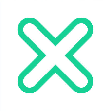 This image features an abstract geometric symbol depicting a green cross sign against a clean white background, suitable for various design purposes.の素材