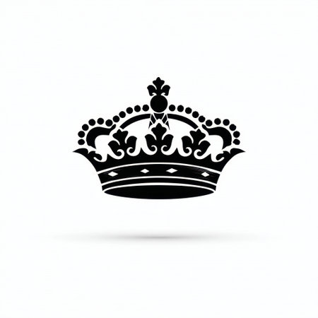 This elegant black crown design features intricate details, perfect for themes of royalty, celebration, and sophistication. Ideal for graphic use.の素材