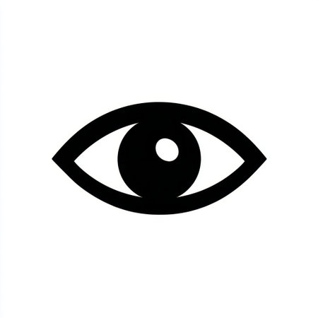 This minimalistic black icon of an eye represents vision and perception, featuring a simple yet striking design ideal for various creative projects.の素材