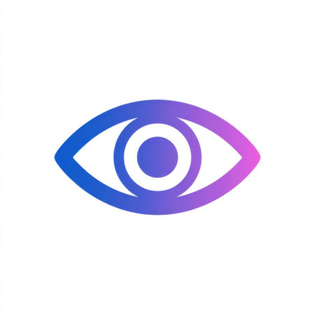 This abstract eye icon features a vibrant gradient color scheme, representing vision and observation. It is suitable for various graphic applications, conveying creativity.の素材