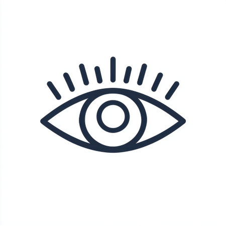 This minimalist eye icon features clean lines and rays, representing insight and awareness. Ideal for designs symbolizing vision and clarity.の素材