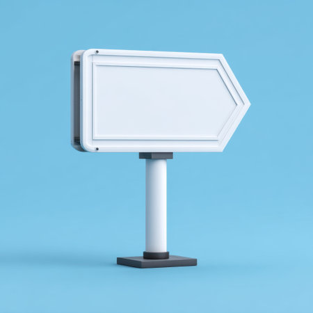 A blank directional sign on a solid blue background. This versatile image provides an opportunity for customization, making it perfect for various marketing and advertising projects.の素材