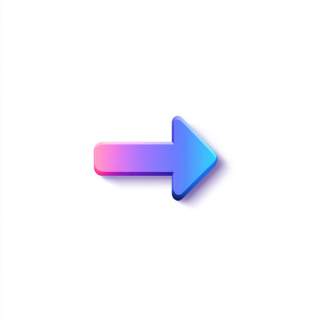 This modern arrow icon features a vibrant gradient of blue and pink, ideal for enhancing digital designs, navigation elements, or user interfaces.の素材