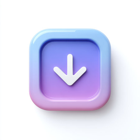 This image features a stylish gradient download button with a prominent white arrow symbol, perfect for modern digital applications and interfaces.の素材