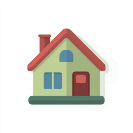 This vibrant illustration of a charming house features green walls and a red roof, ideal for enhancing creative projects, real estate concepts, or home decorations.の素材