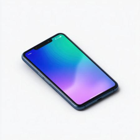 A sleek smartphone featuring a stunning gradient display that blends colors beautifully, set against a clean, minimalist background. Ideal for tech-focused designs.の素材