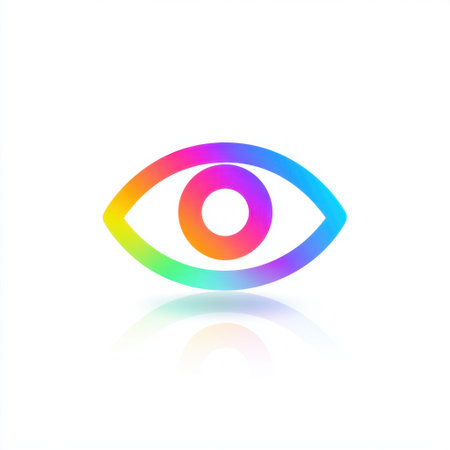 This vibrant and colorful eye icon features a gradient design, symbolizing vision and perception. Ideal for creative projects, this representation conveys beauty and modern aesthetics.の素材