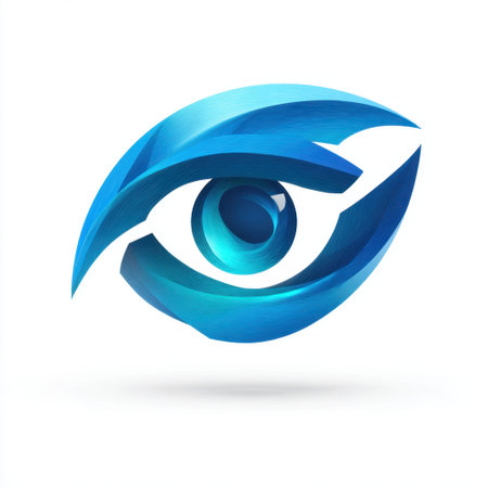 This abstract blue eye design showcases smooth curves and digital aesthetics, perfect for themes of perception, creativity, and modern art, symbolizing clarity and innovation.の素材